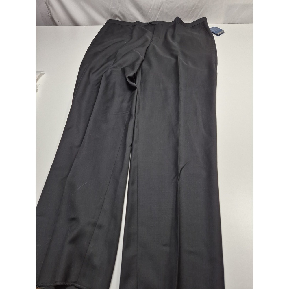 Leonardo Valenti Luca Dress Pants Men's 46x36 Black Wool Flat Front NWT